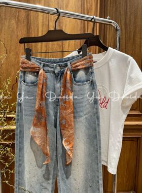 丝巾裤腰绳百搭休闲时尚韩系穿搭 22829