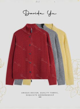 【一排扣拉链开衫】针织衫毛衣开衫 2089-1