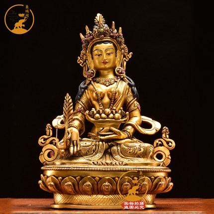 尼泊尔手工精品铜财源度母佛像密宗供奉财续母摆件财源佛母7寸