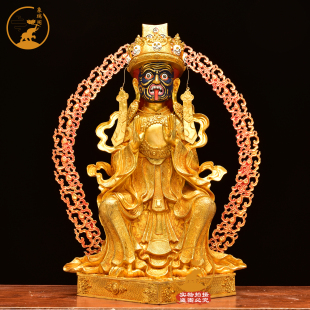 扎基拉姆铜像摆件西藏铜全鎏金雕花客厅杂技娜姆工艺品摆件44cm