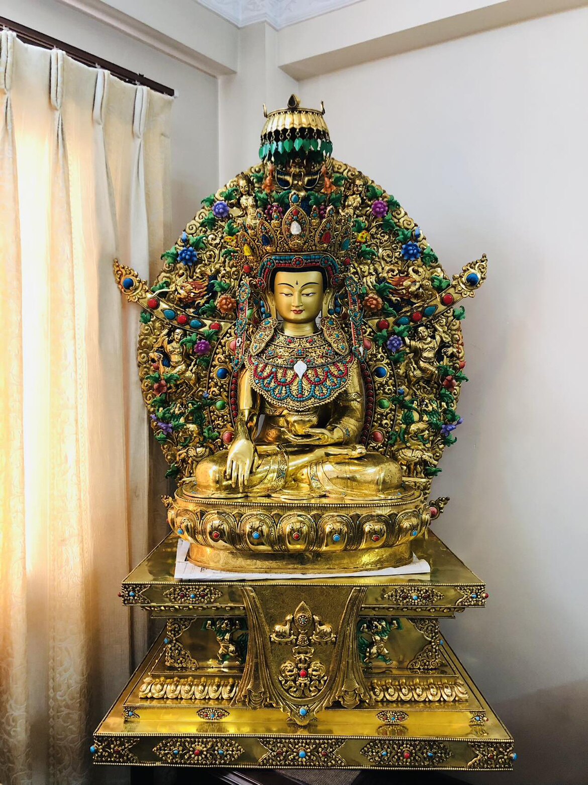 尼泊尔释迦族手工艺铜像150cm紫铜鎏金觉沃佛