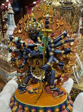 铜彩绘精工15CM胜乐金刚护法铜像