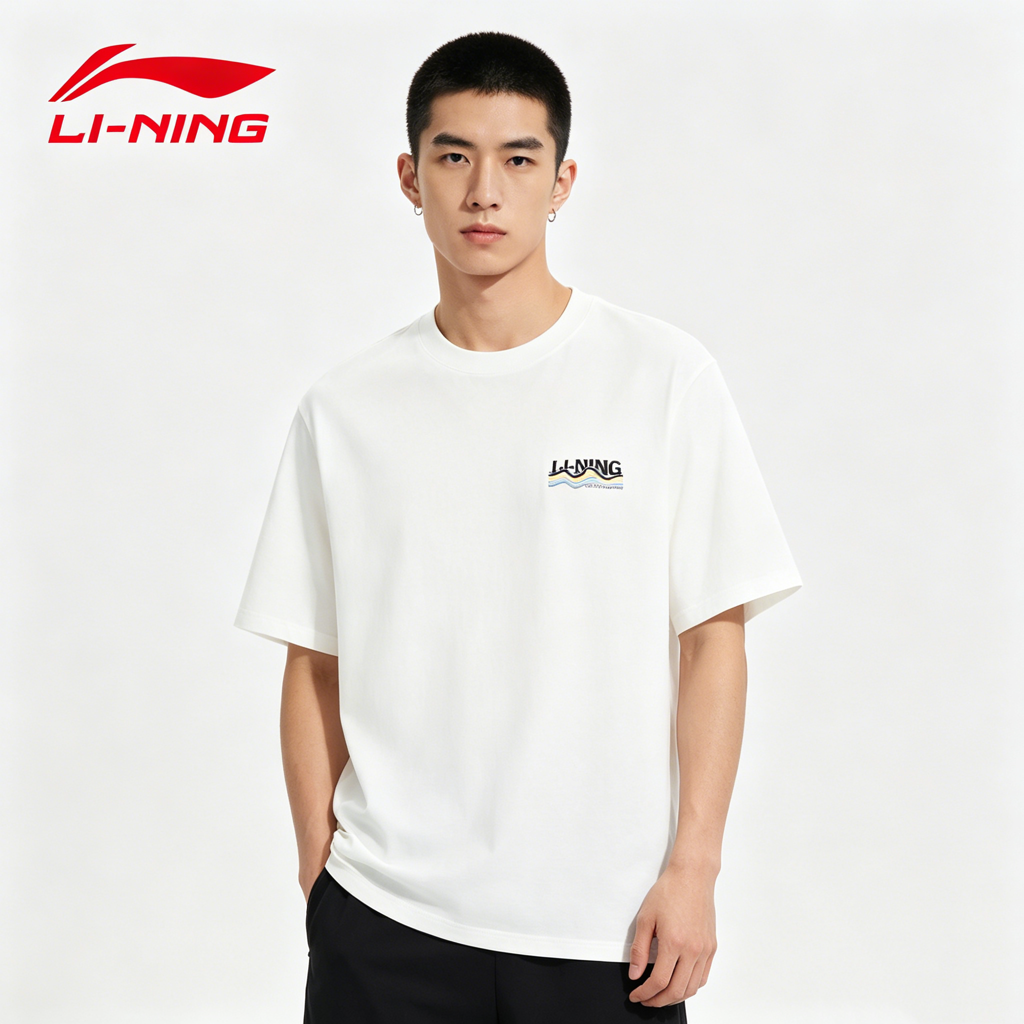 2026夏季新款李宁运动短袖T恤男子款潮流时尚休闲文化衫AHSU301-1