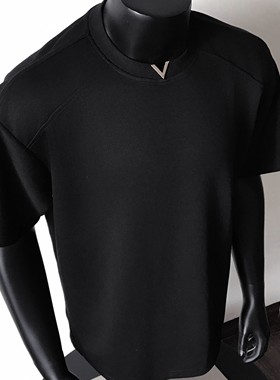 STA  GATL 夏季显肩宽小V设计款夏季男短袖T恤高级感简约宽松上衣