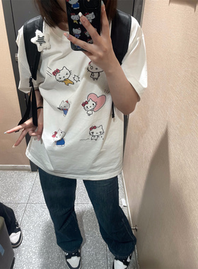 凡他姨【零碎KT刊】原创小众夏季显瘦百搭T恤纯棉圆领短袖女上衣D