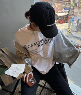 凡他姨【清冷人设】简单休闲字母印花T恤白色圆领纯棉短袖情侣装