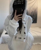 自制可爱九只猫咪印花连帽卫衣加绒上衣韩版 凡他姨 不听话cat