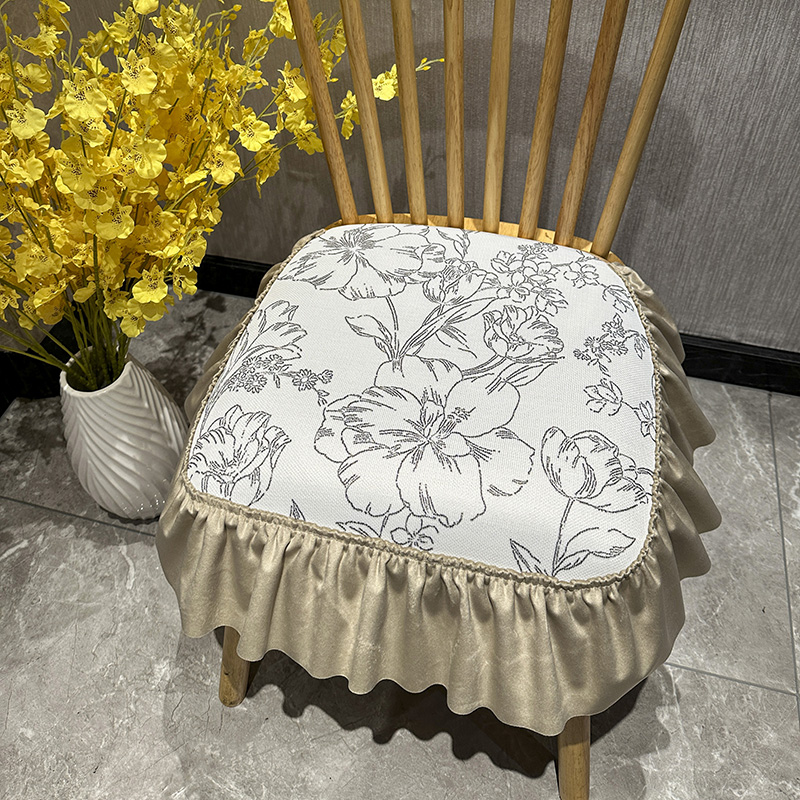 夏季餐椅垫冰丝防滑饭店田园客厅温莎现代马蹄四季绑带椅子垫新款