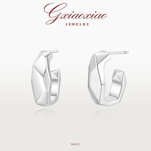 G XIAOXIAO 镀K金 时尚气质简约百搭不规则C形耳环 NH117