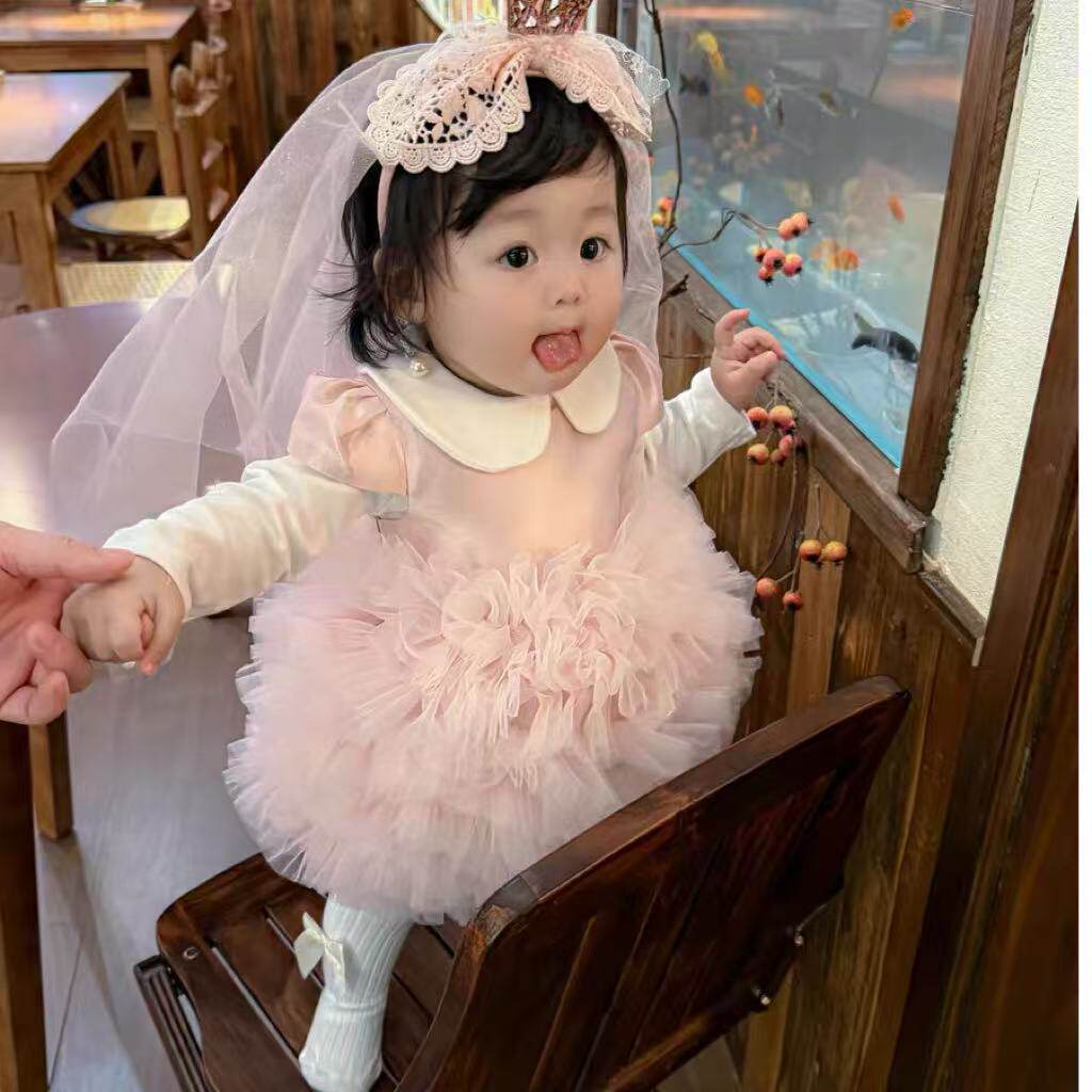 宝宝周岁礼服裙婴儿百日女童抓周衣服连衣裙生日秋款公主裙篷篷裙