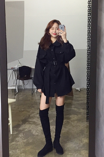 配长靴子的搭配衣服加厚毛呢外套短款小香风秋冬款夹棉加绒女冬
