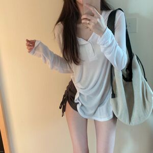 长袖T恤薄款防晒衫清凉上衣夏少女辣妹纯欲风宽松御风设计感ins潮