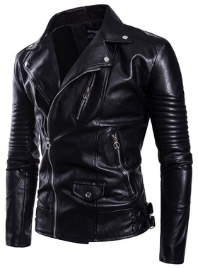 New men autumn leather jacket youth fashion coat 男皮衣外套