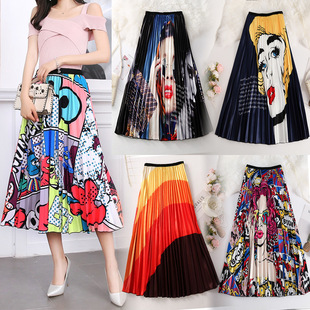 Pleated Summer waistline skirt Elastic 松緊腰百褶裙半身裙