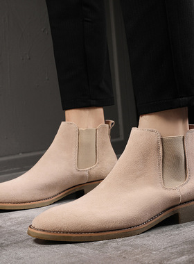 真皮切尔西靴男Martin Chelsea Boots For Men Winter Warm Shoes