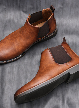 Chelsea Boots Men Comfortable Leather Shoes 复古男短靴切尔西
