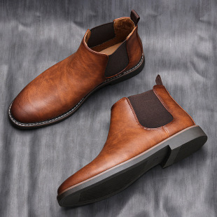 Boots Men Comfortable 复古男短靴切尔西 Chelsea Leather Shoes