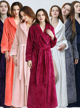 Dressing Gown Women Winter Warm Bathrobe Pajamas 一体式浴袍