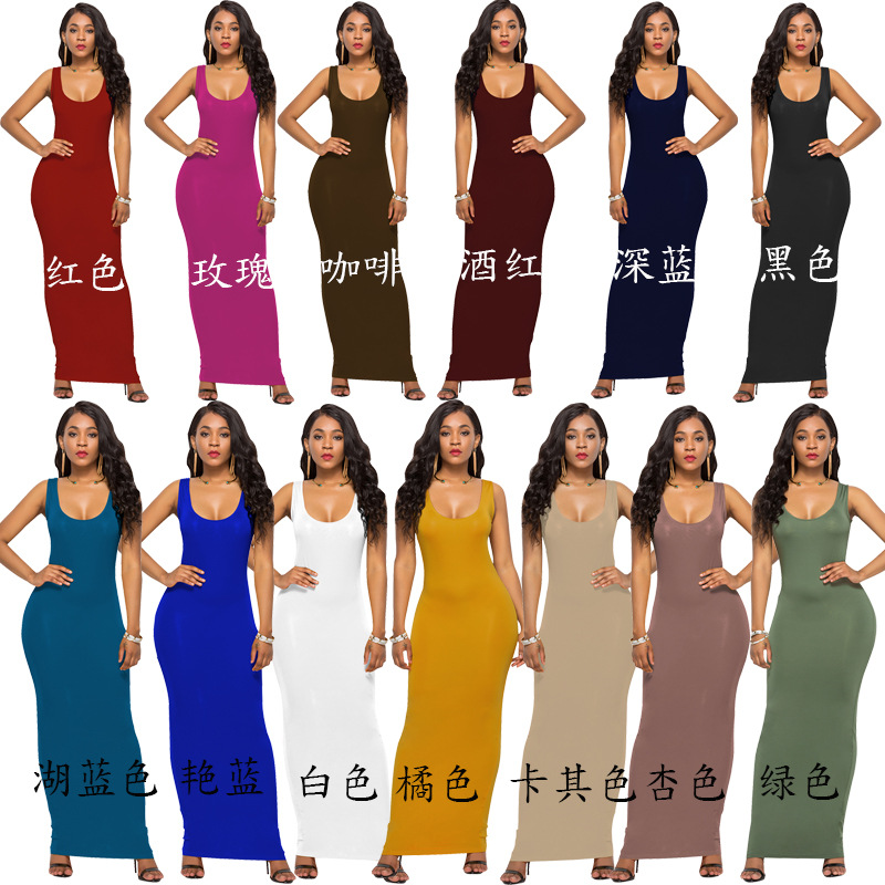 2024 Summer long vest dress women causal beach maxi dresses