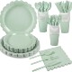 Party Supplies Green 鼠尾草绿派对用品一次性纸盘 Paper Plates