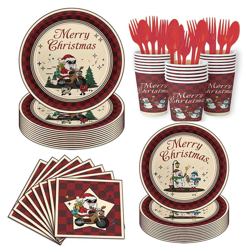 圣诞节派对纸盘纸杯Christmas Party Supplies Paper Plates Cups
