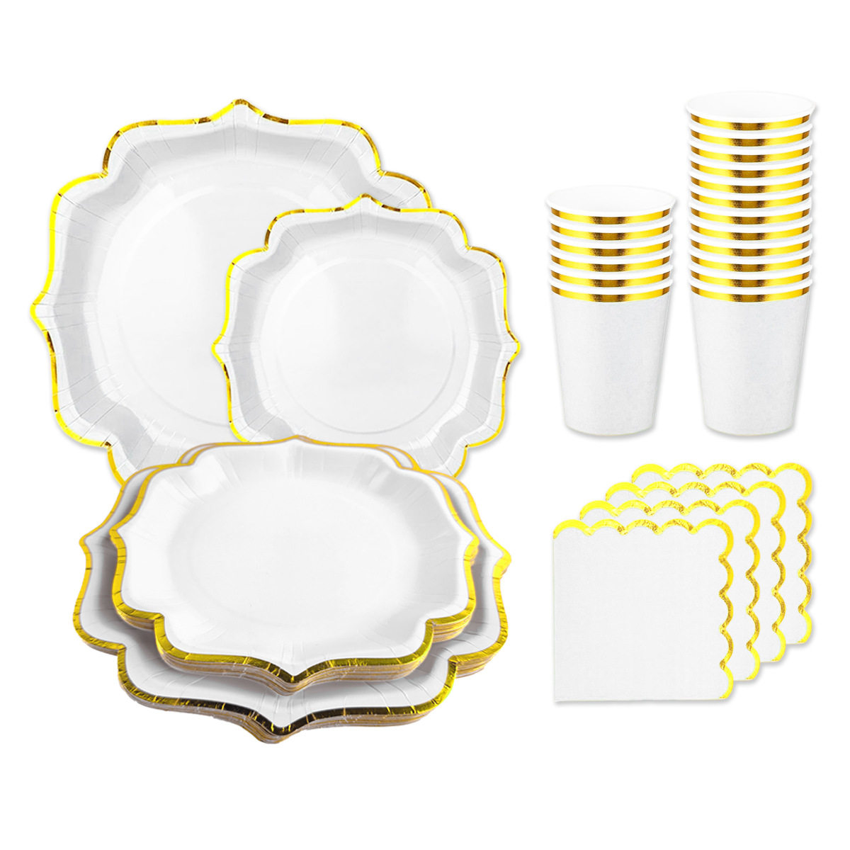White Party Supplies Home Decoration 白色一次性纸盘派对用品