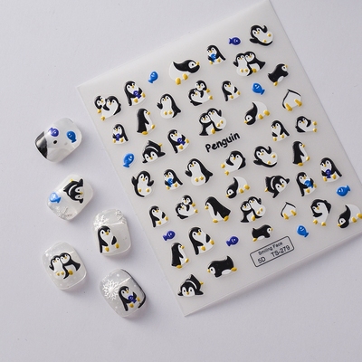 企鹅浮雕美甲贴纸指甲饰品Cute Penguin 5D Nail Stickers Decals