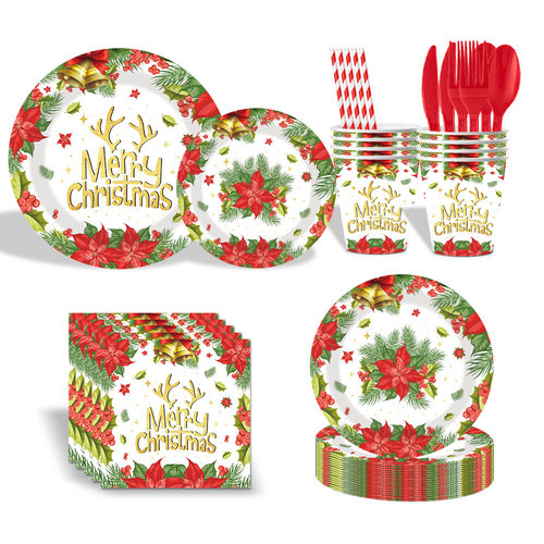 Christmas Flower Party Supplies Tableware 圣诞节派对装扮用品