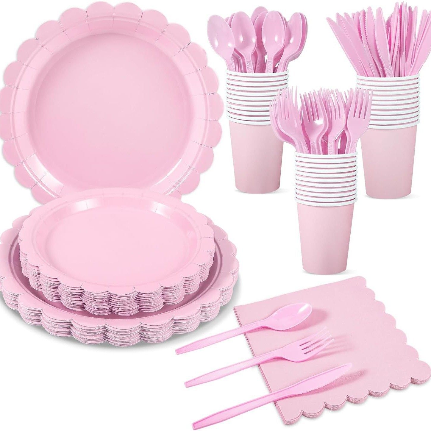 粉色派对用品一次性纸盘纸杯 Party Supplies Pink Paper Plates