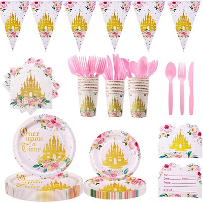 Castle Pink Princess Party Supplies 花园城堡公主粉色派对用品