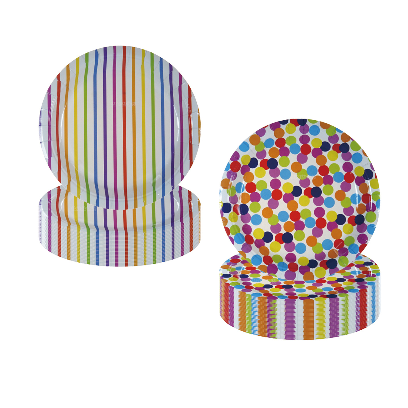 20PCs Dot Stripe Paper Plates 9in波点线条一次性纸盘派对餐具