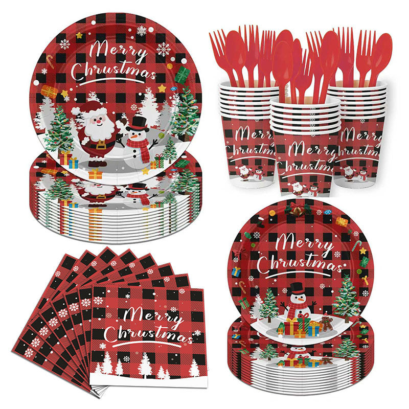 圣诞节派对纸盘纸杯Christmas Party Supplies Paper Plates Cups