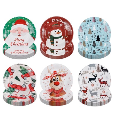 圣诞节派对用品一次性纸盘 16PCs Christmas Party Paper Plates