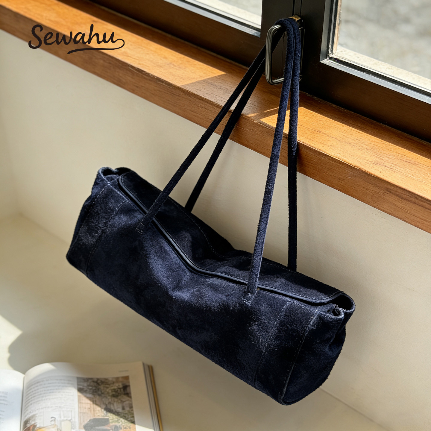 头层磨砂牛皮法棍包春夏新款韩国小众设计单肩包通勤高级感腋下包