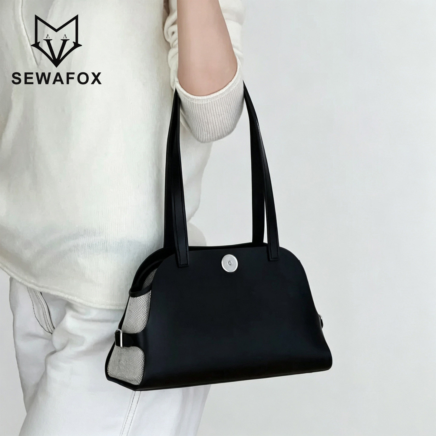 SEWAFOX法式复古真皮腋下包女