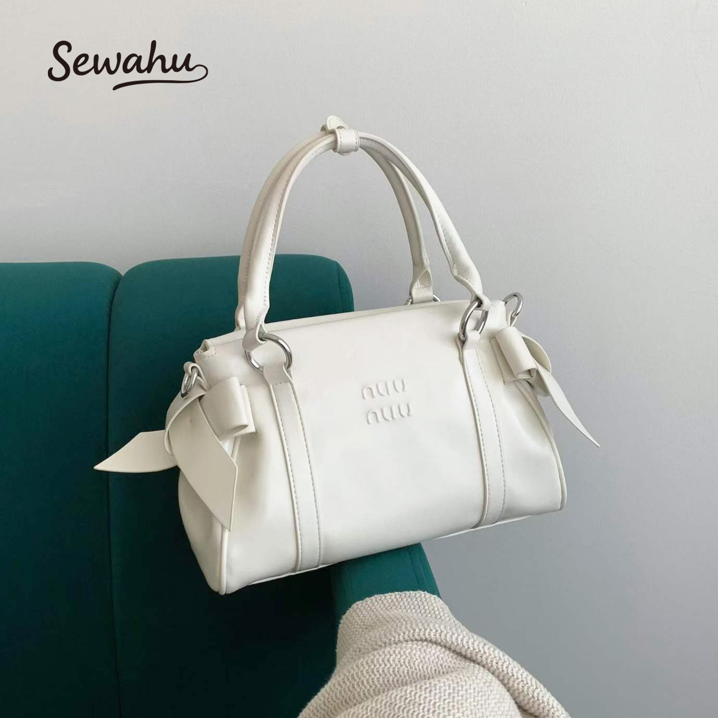 SEWAHU缪系蝴蝶结波士顿手提包女