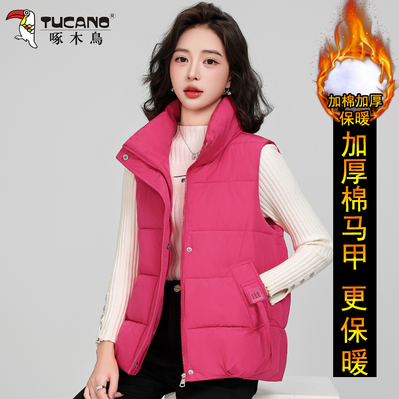 啄木鸟棉马甲女士秋冬季新款2025外穿洋气妈妈时尚背心坎肩外套女
