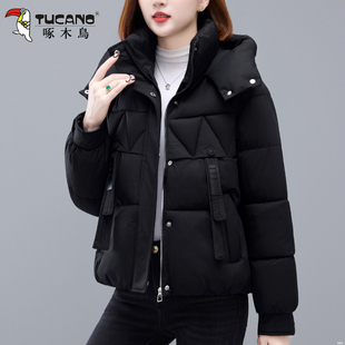 啄木鸟短款棉衣女款2025冬季新款妈妈加厚保暖棉服女士洋气小棉袄