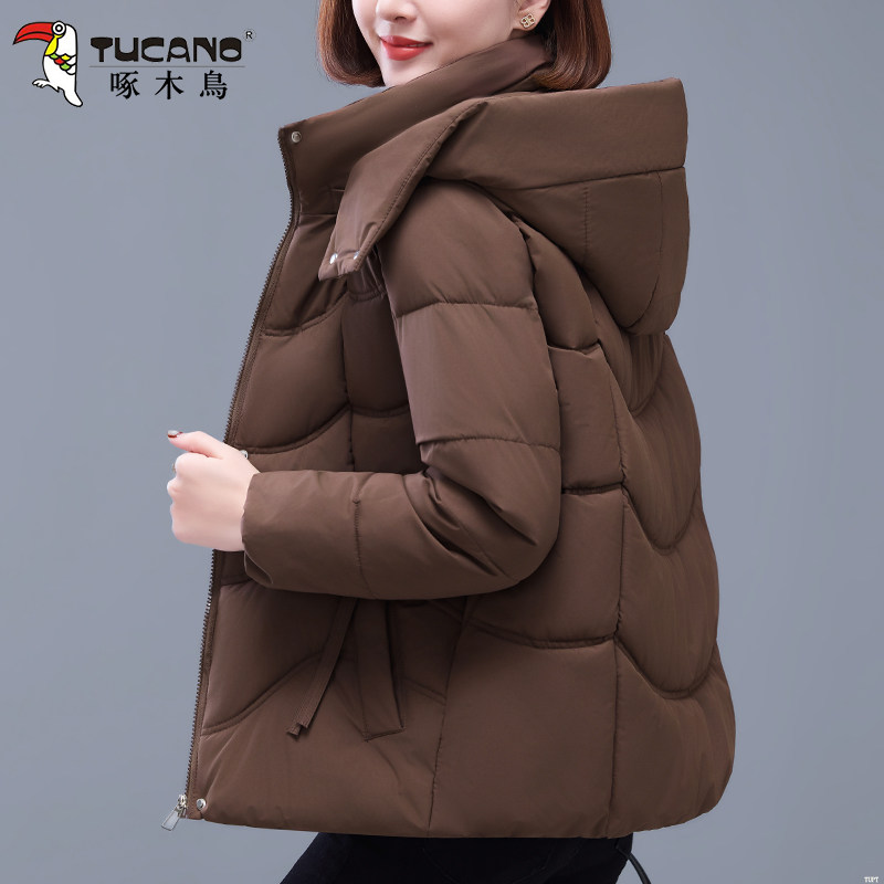 啄木鸟妈妈短款棉服2025新款冬季洋气小个子加厚棉袄保暖棉衣外套