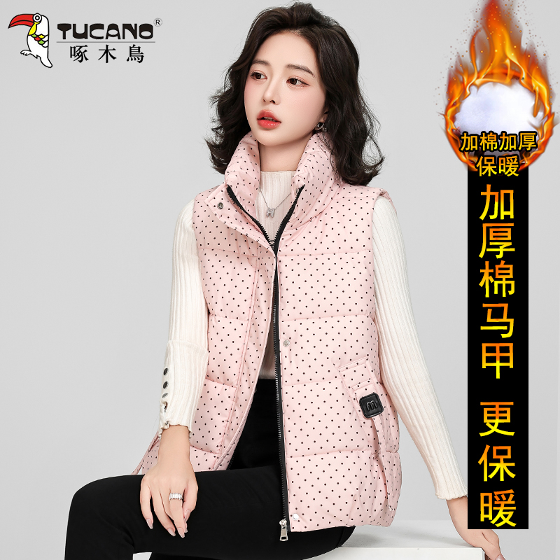啄木鸟棉马甲女士秋冬季新款2025外穿洋气妈妈时尚背心坎肩外套女