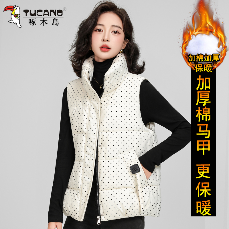 啄木鸟棉马甲女士秋冬季新款2025外穿洋气妈妈时尚背心坎肩外套女