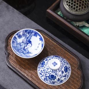 江西景德镇官方陶瓷青花瓷茶杯功夫茶具品茗杯主人杯家用好看中式