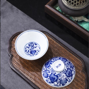 江西景德镇官方陶瓷青花瓷茶杯功夫茶具品茗杯主人杯家用好看中式