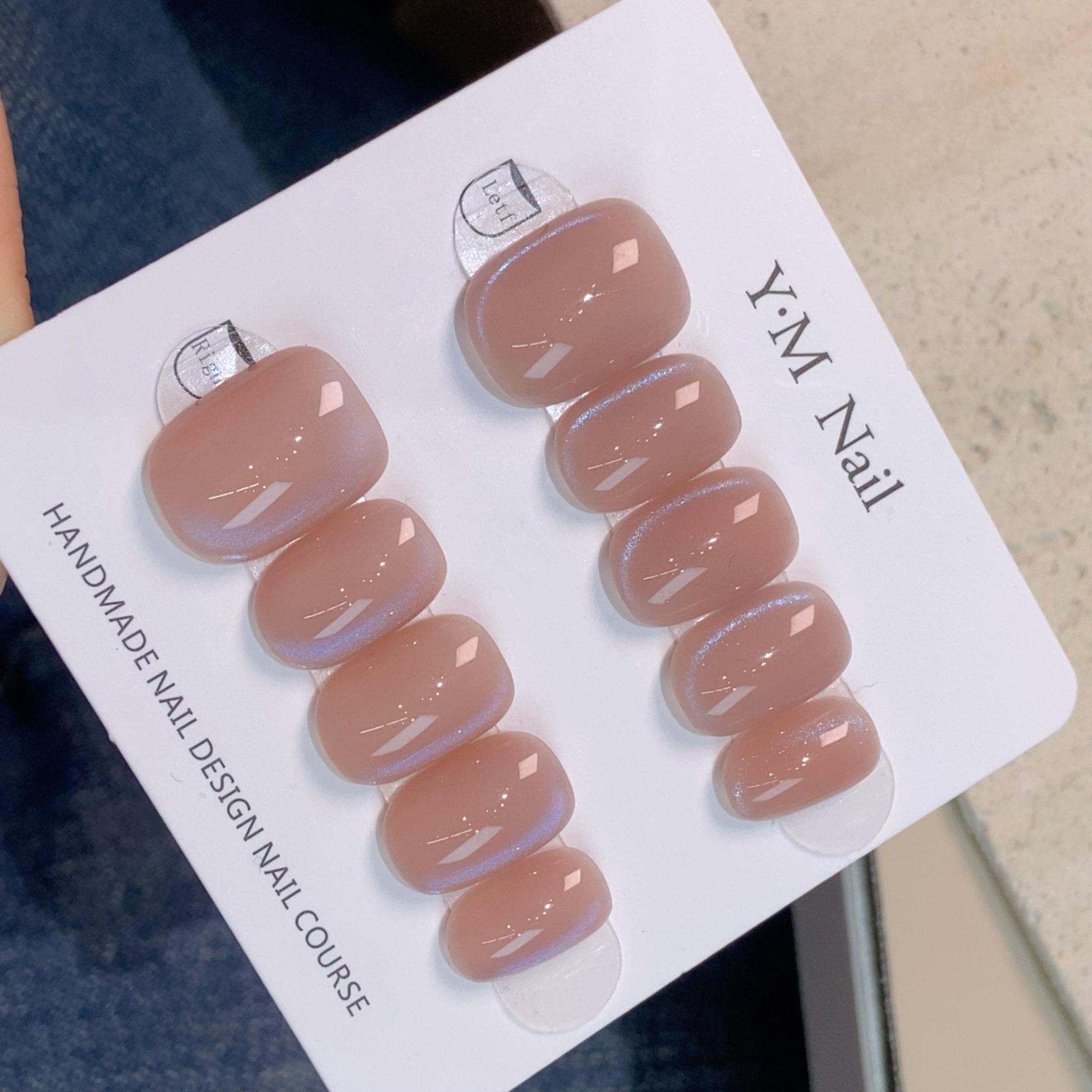 媛满【蓝】混搭撞色可爱纯手工穿戴美甲长短款春夏新款