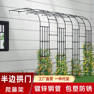 靠墙半边拱门花架子蔷薇花爬藤架铁艺弧形半拱形支架庭院花园藤架