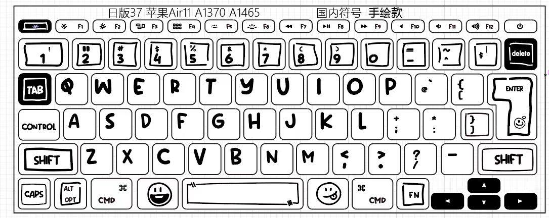 手绘款适用于2022苹果MacBook键盘贴纸Pro14寸Air13笔记本可爱贴