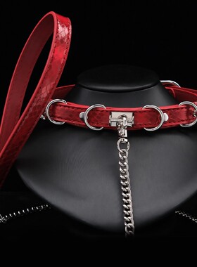Aura Collar轻奢真皮choker项圈红蛇纹七彩镭射项圈亚文化牵引绳