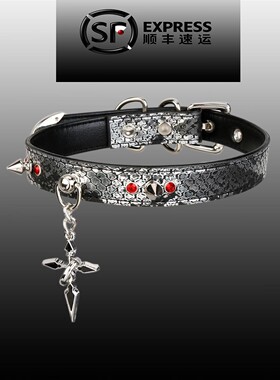 Aura Collar轻奢真皮项圈choker牵引绳蛇皮朋克哥特亚文化项圈