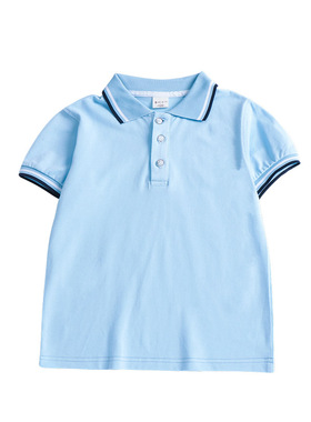 英伦风小学生夏季班服短袖T恤蓝紫色 儿童男夏装POLO衫幼儿园园服