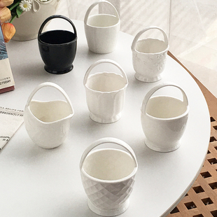 陶瓷手提花篮花盆多肉绿植盆栽器摆件收纳 外贸出口 Annie Garden